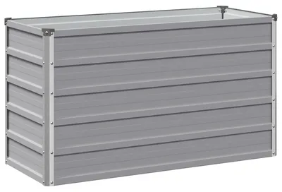 Productafbeelding van Verhoogde tuinbak voor in de tuin, grijs, 100 x 40 x 55 cm, gemaakt van verzinkt staal