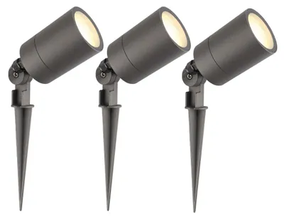 Produktbild von Ledvion 3er Set Gartenstrahler mit Erdspieß IP65 3W 2700K GU10 dimmbar