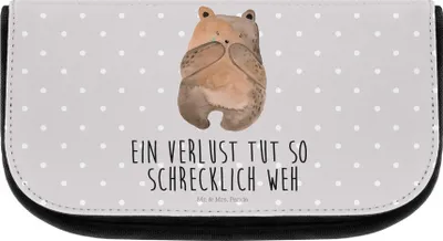 Produktbild von Mr. & Mrs. Panda Waschtasche Bär Verlust - Grau Pastell - Geschenk, Trauer Trauergeschenk Traurig Trösten Trost Liebeskummer, Kosmetiktasche, Schminktasche klein, Teddy