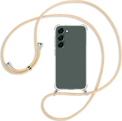 Produktbild von Handykette Backcover-Schutzhülle mit Band (Metall silberfarben) für Samsung Galaxy S23 Plus - Goldkordel