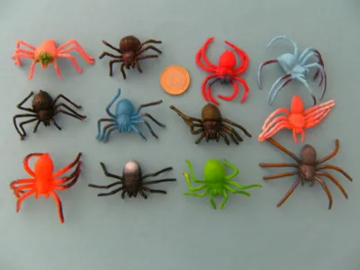 Produktbild von Spinnen, 12erSet, 6cm, Spinne Gummispinnen Gummispinne Vogelspinnen Tarantel Tiere Spiel