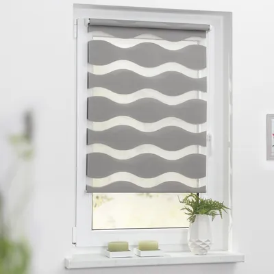 A window with a roller blind.