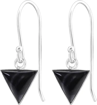 Produktbild von 925 Sterling Silber Ohrhaken Ohrhänger Dreieck schwarzes Muschelimitat