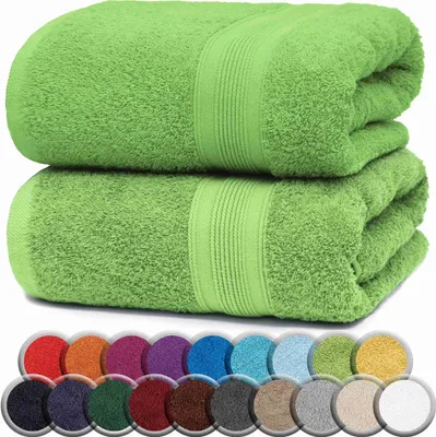 Produktbild von Frottier Badetücher 2er Pack 100x150cm, 100% Baumwolle, Apfel grün