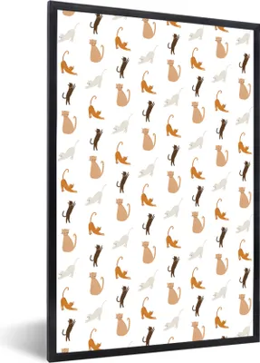 Produktbild von MuchoWow® MuchoWow® Gerahmtes Poster Katzen - Farben - Muster 20x30 cm - Poster mit zchwarzem Bilderrahmen - Drucken - Bilder Poster im Rahmen