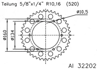 Produktbild von Kettenrad ESJOT 520 40Z Aluminium silber