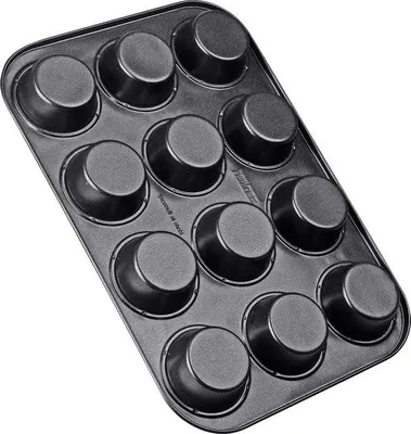 Produktbild von Unyqoos® Zenker 12er-Muffinform Ø 7 cm – Muffinbackform aus Stahlblech, keramisch verstärkte Antihaftbeschichtung, Crème/Anthrazit, 1 Stück