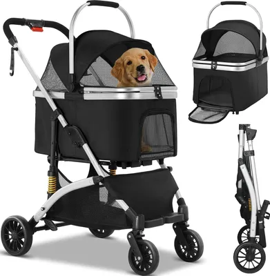Produktbild von 3-in-1 Hunde-Buggy und Transportbox für Haustiere bis 20 kg - Faltbar und Drehbar