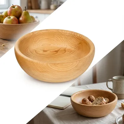 Immagine prodotto di CIOTOLA IN LEGNO DI FOGNA 18 cm per frutta e snack, tornita a mano PRODUTTORE