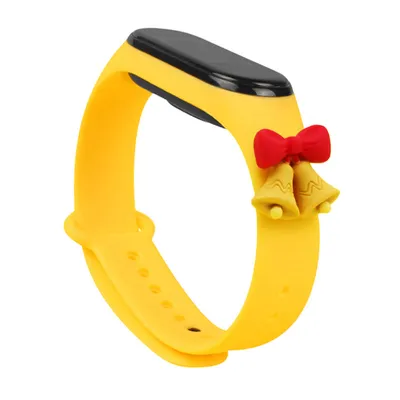 Produktbild von Weihnachts-Silikonarmband für Xiaomi Mi Band 6 & 5 - Gelb mit Glockenmuster