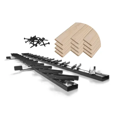 Immagine prodotto di Sistema di ferramenta da giardino Prestige Ostaszewska con 11 lamelle incluse | 100 cm| nero, pino naturale, sistema di tapparelle per patio in acciaio zincato