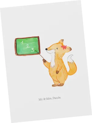 Produktbild von Mr. & Mrs. Panda Postkarte Fuchs Lehrerin - Weiß - Geschenk, Grußkarte, Ansichtskarten, Fotokarte, Lustige Sprüche, Ansichtskarte, Postkarten