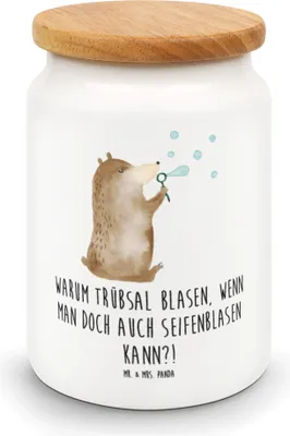 Produktbild von Mr. & Mrs. Panda müslidose Bär Seifenblasen - Weiß - Geschenk, Aufbewahrungsdose, Keksdose, Kaffeedose, behälter, Lustig Sein Glücklich Traurig Happy, Vorratsdose, Dose