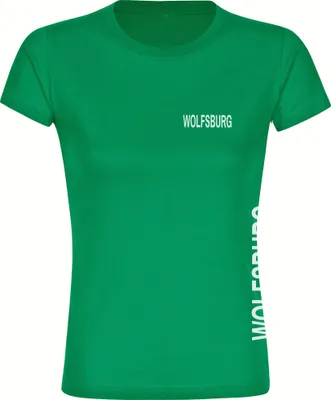 Produktbild von multifanshop Damen T-Shirt - Wolfsburg - Brust & Seite, grün, Größe XL