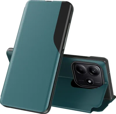 Obrázek produktu pro Flipové pouzdro pro Xiaomi Redmi Note 14 5G,Polyuretankůže pouzdro s okénkem a funkcí stojánku zelené