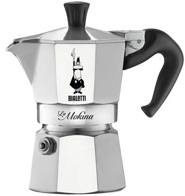 Image de Bialetti Cafetière espresso Moka Express La Mokina, 1 tasse, espresso, cafetière espresso, aluminium, argent, 40 ml, 2380