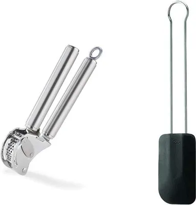 Obrázok produktu pre Profesionálny lis na cesnak so škrabkou, sklopným sitkom a drvičom cesta, kvalitná stierka na cesto, 26 cm, čierna