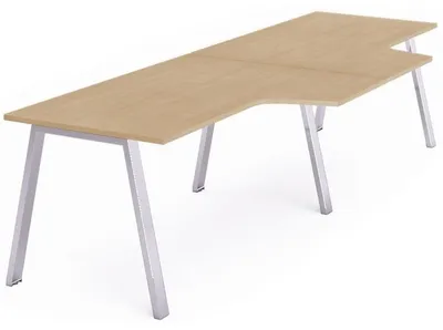 Produktbild von Mehrfacharbeitstisch Blanca L-Form BxTxH 320x120/80x73cm Gestell verchromt Platte Melamin buche