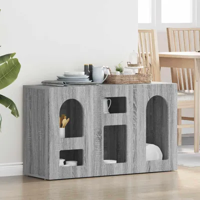 Obrázek produktu pro vidaXL Komoda ELST, šedá barva Sonoma, 100 x 35 x 59 cm, materiál: dřevotříska