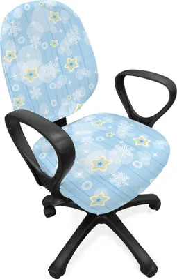 Produktbild von ABAKUHAUS Winter Bürostuhl Schonbezug, Kinder-Soft-Stern, dekorative Schutzhülle aus Stretchgewebe, Baby Blue Gelb Weiß