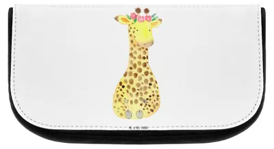 Produktbild von Mr. & Mrs. Panda Kosmetiktasche Giraffe Blumenkranz - Weiß - Geschenk, Afrika, Selbstliebe, Schminktasche, Freundin, Make-up Organizer, kosmetiktäschchen, Abenteurer