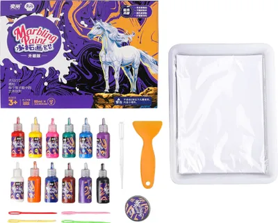 Produktbild von Marmorierungs-Farbset, 12 Farben, perfekter Wasserkunst-Farbpartner, sicheres und lehrreiches Kunst- und Bastelzubehoer fuer DIY-Geschenkprojekte, Kleinkinder, fruehes Lernen