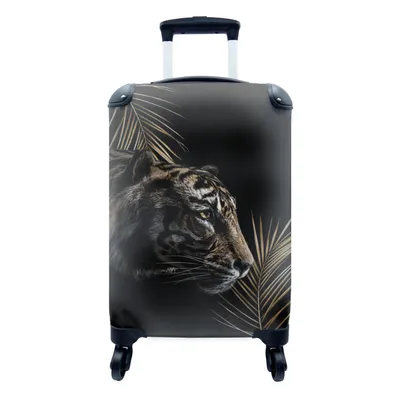Produktbild von MuchoWow® Koffer Handgepäck Trolley Rollkoffer Kleine Reisekoffer mit 4 Rollen - Tiger - Seitenansicht - Pflanzen - Cabin Size < 55x40x23 cm & 55x40x20 cm - Fotokoffer - Kabinenkoffer - Boardgepäck - Reise-Box - Reisekoffer - Reisegepäck - Koffer mit Bild - Trolley für Kinder