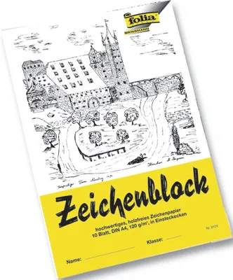 Produktbild von 20x Folia 8104 Zeichenblock mit Leinenecken 120g/qm DIN A4 10 Blatt