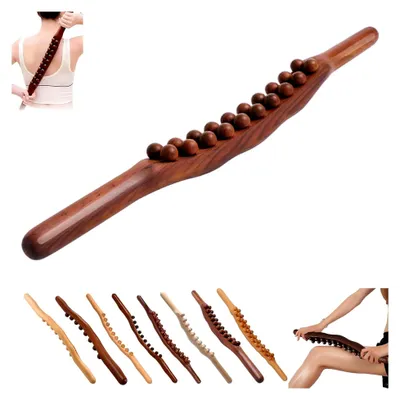 Produktbild von Gua Sha Stick mit 8/10/20/31 Holzmassageperlen für Lymphdrainage und Muskelentspannung