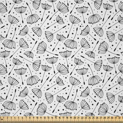 Produktbild von ABAKUHAUS Blumen Microfaser Stoff als Meterware , Netter Löwenzahn blüht Natur-Umwelt-Flaum-organische Flaum-künstlerische Illustration, 10 M (230 x 1000 cm), Weiß Schwarz