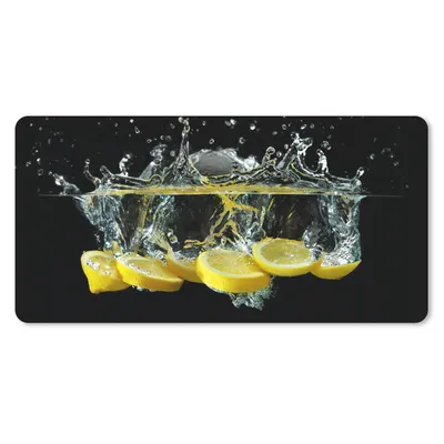 Produktbild von MuchoWow® Schreibtischunterlage Zitrone - Frucht - Gelb - Stilleben - Wasser 80x40 cm - XXL Mauspad - Gaming Mauspad