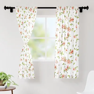 Zdjęcie produktu dla Zielone, półprzezroczyste zasłony 142 x 137 cm, nadające się do prania