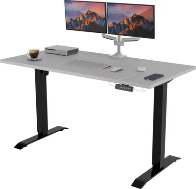Immagine prodotto di POKAR Scrivania regolabile in altezza Scrivania elettrica per ufficio regolabile in altezza con piano d'appoggio, Dimensioni:120x60, Colore:Grigio chiaro