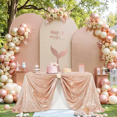 Productafbeelding van Glitter tafelkleed, roze goud, 150x255 cm, polyester, rechthoekig