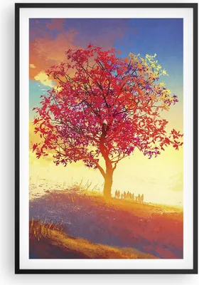 Produktbild von Gerahmtes Poster - Schwarzer Rahmen - Baum Wiese Feld - 61x91,5 cm - Wand Bild - Wanddeko - Wandbilder - Kunstposter - Wandposter - Bilderrahmen - Bilder - Kunstdruck - Wandbild - P2BPA61x91-3715