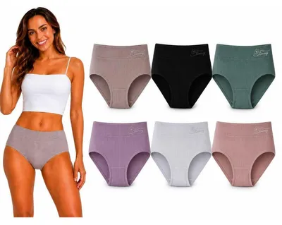 Produktbild von Damen Slips 6er Pack Baumwolle Ripp mit Spitze hoher Bund Mix1 3XL