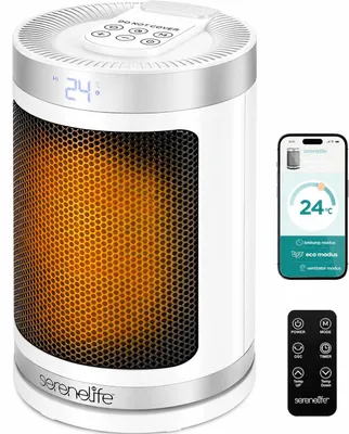Productafbeelding van SereneLife Slimme verwarming, 1500W, PTC-keramisch, stil en energiezuinig, met WiFi-thermostaat