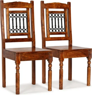 Productafbeelding van vidaXL Eetkamerstoelen, 2 stuks, massief hout met honingkleurige afwerking - Eetkamerstoel - Eetkamerstoelen - Houten eetkamerstoel - Houten eetkamerstoelen