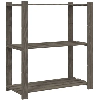 Produktbild von "WINTER SALE" Lagerregal mit 3 Böden Grau 80x38x90 cm Massivholz Kiefer - Lager- & Regalsysteme NEU9679500