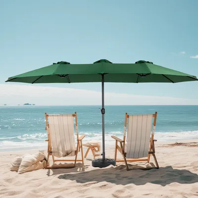 Produktbild von LVHOM Sonnenschirm Doppelsonnenschirm  mit Kurbel 4,53m x 2,67m, Ampelschirm, Kurbelschirm wasserabweisend, Marktschirm Kippbar 360° Drehbar, Grün