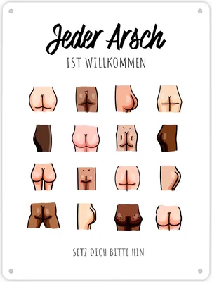 Produktbild von Jeder Arsch ist Willkommen WC Metallschild XL in 21x28 cm