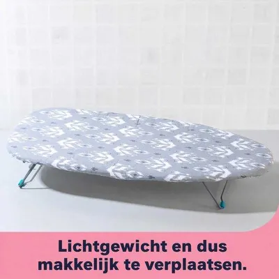Produktbild von DigiRigi® Beldray Tischbügelbrett – leichtes, tragbares Mini‑Bügelbrett 76×31 cm, klappbare Beine, 100% Baumwollbezug, farbenfroh, ideal zum Sitzen