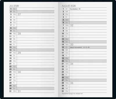 Produktbild von 2027 BRUNNEN Taschenkalender9x15cm sw 1S/1W