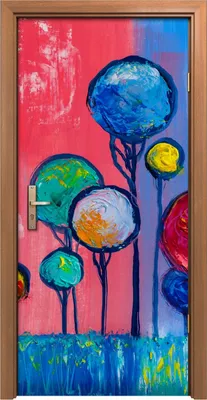 Produktbild von Türposter 90x200 cm Türaufkleber Türtapete Türfolie Klebefolie Bäume malen künstlerischen