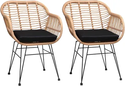 Imagen del producto de Silla de jardín - Banco de jardín - Silla de balcón - Silla de comedor - Silla de ratán - Juego de 2 - Polirratán resistente a la intemperie