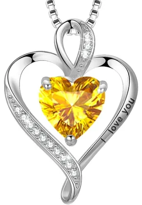 Produktbild von Herz Kette Damen Silber 925 mit "I love you" Gravur und Geburtsstein, Geschenkbox