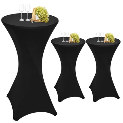 Image de 3 housses noires pour tables bistrot, adaptées aux tables de 60 à 65 cm