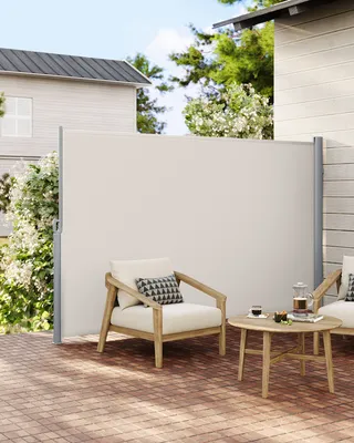 Produktbild von SONGMICS Alu Seitenmarkise 200 x 400 cm 280 g/m² ausziehbar Sichtschutz, Sonnenschutz für Balkon & Terrasse Beige GSA204E01