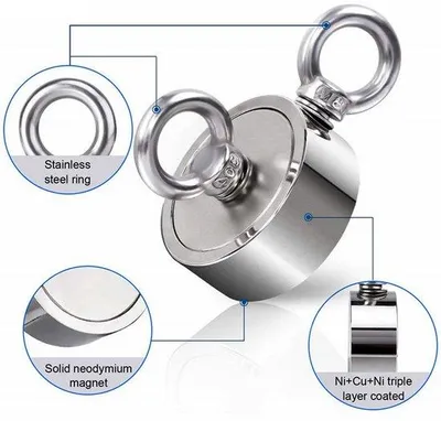 Produktbild von Famanu Magnet für Magnetfischen mit Neodymium-Kraft - Ø116 mm, starke Zugkraft