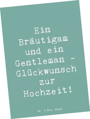 Produktbild von Mr. & Mrs. Panda Postkarte Spruch Bräutigam Gentleman - Meeresbrise - Geschenk, Ansichtskarten, Liebe, Grußkarte, Heirat, Postkarten, Hochzeit, Geschenke, Ansichtskarte